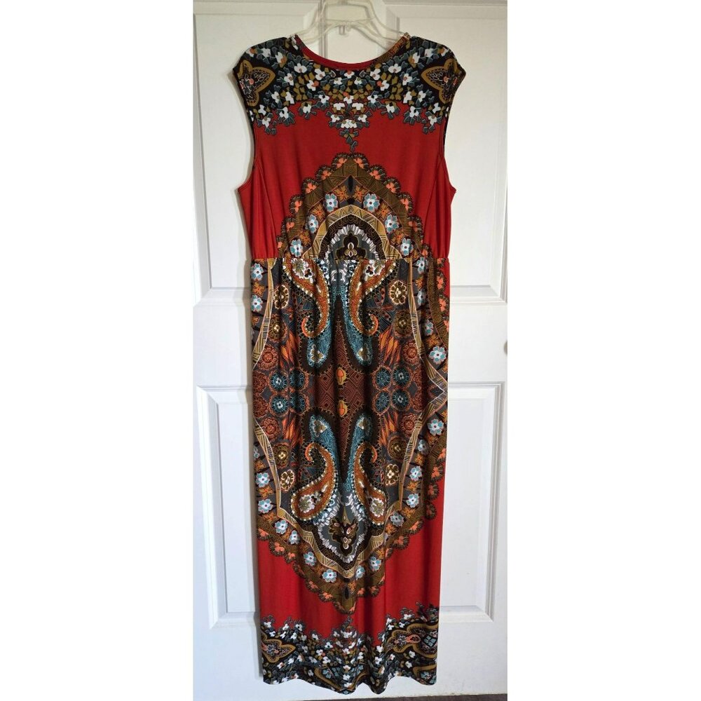 Moa Moa Women 2x plus size floor length dress orange/brown - Picture 2 of 8